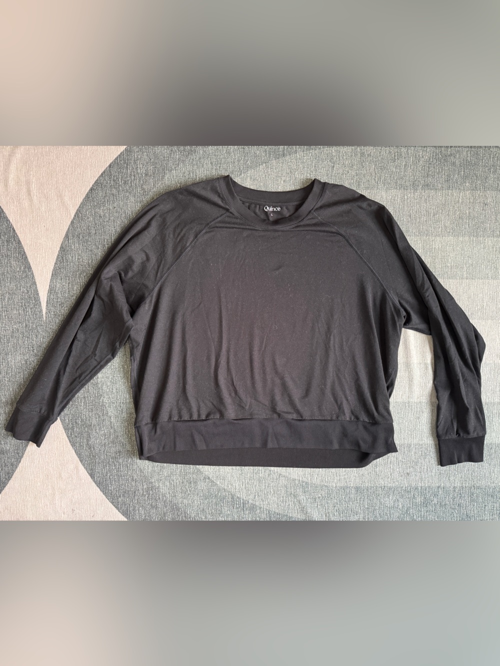 Quince Black Crewneck Athletic Sweatshirt